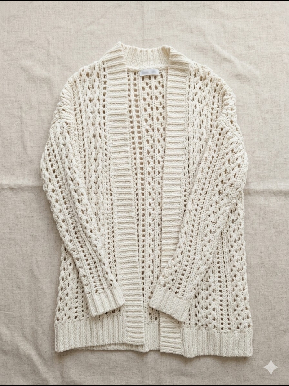 Chenille Crochet Cardigan Soft Layering Boho Cottagecore Light Academia - Picture 5 of 16